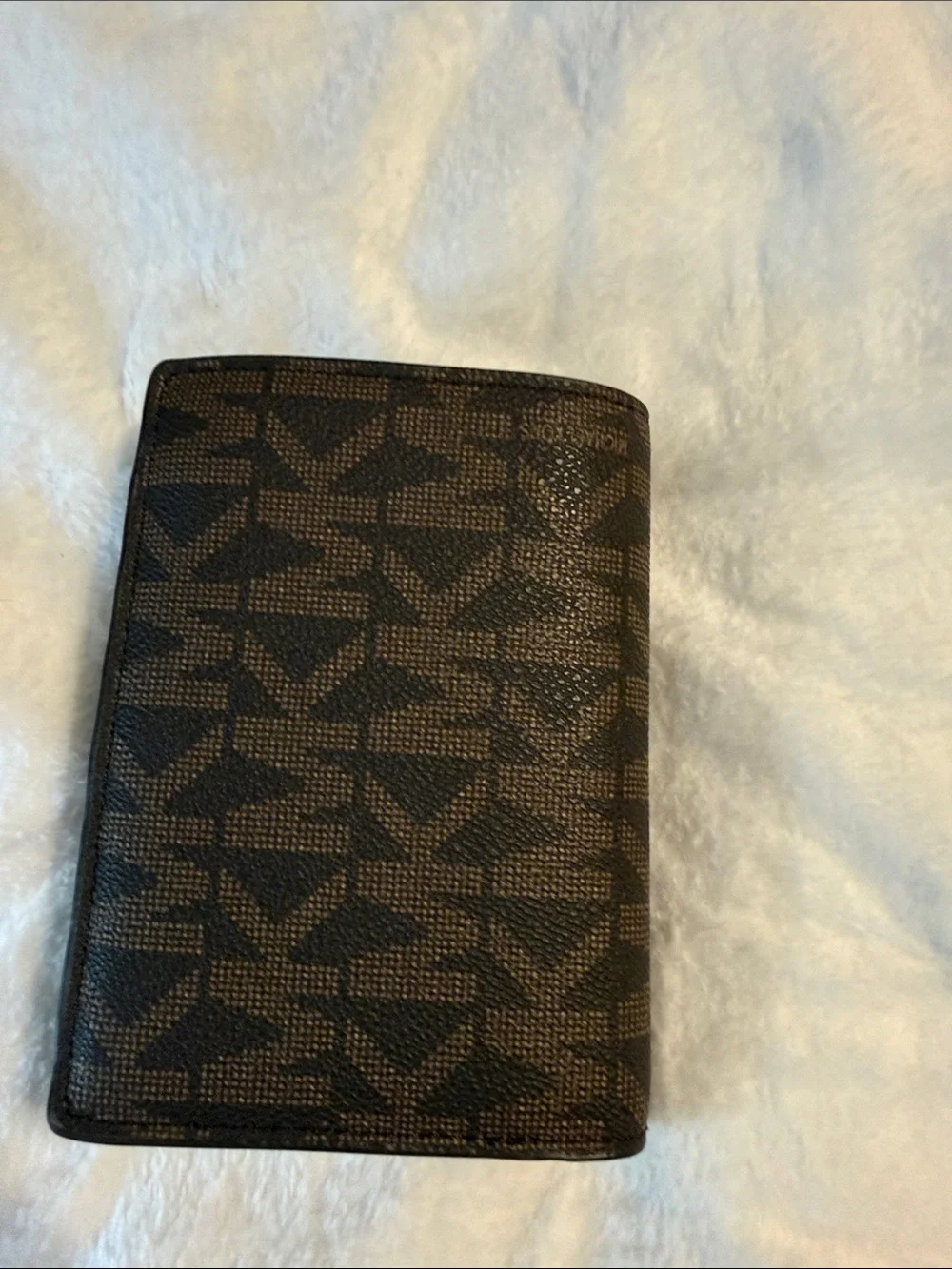 Michael Kors Brown MK Logo Compact Wallet with Gold Hardware